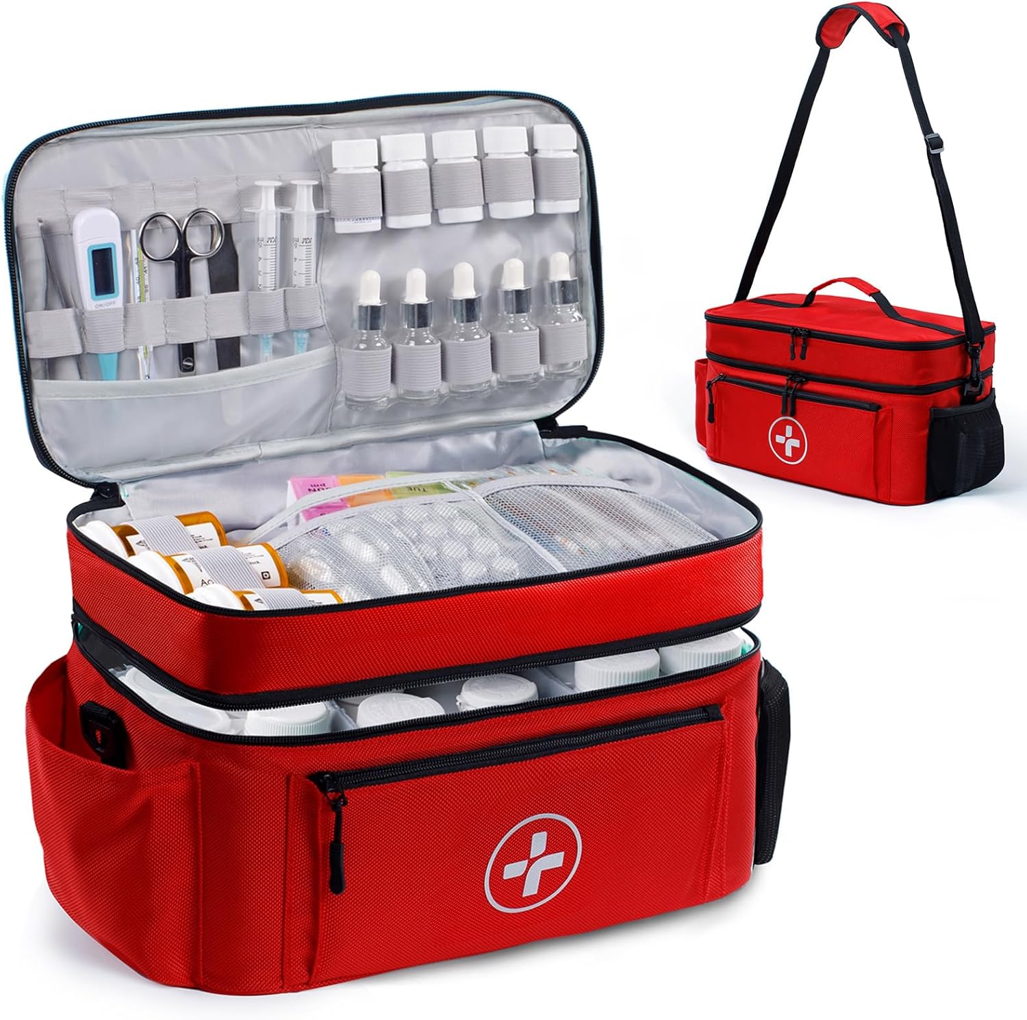 BAGSFY Travel Medicine Bag Organizer, Medical Bag Empty, Pill Bottle Organizer for Home, Large Medication Storage, Travel Carrying Case First Aid Kit Bags Empty, Emergency Kit. - Image 1