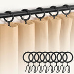 Dpyrrhic metal curtain rings and drapery pin hooks set packaged front view showing matte black finish hardware.