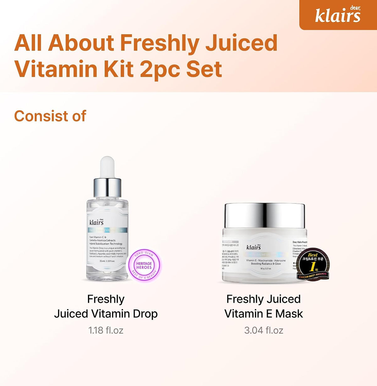 DearKlairs Ultimate Kit for Revitalizing Dull Skin, 2 Step Freshly Juiced vitamin Set, Vitamin Care Routine - Image 3