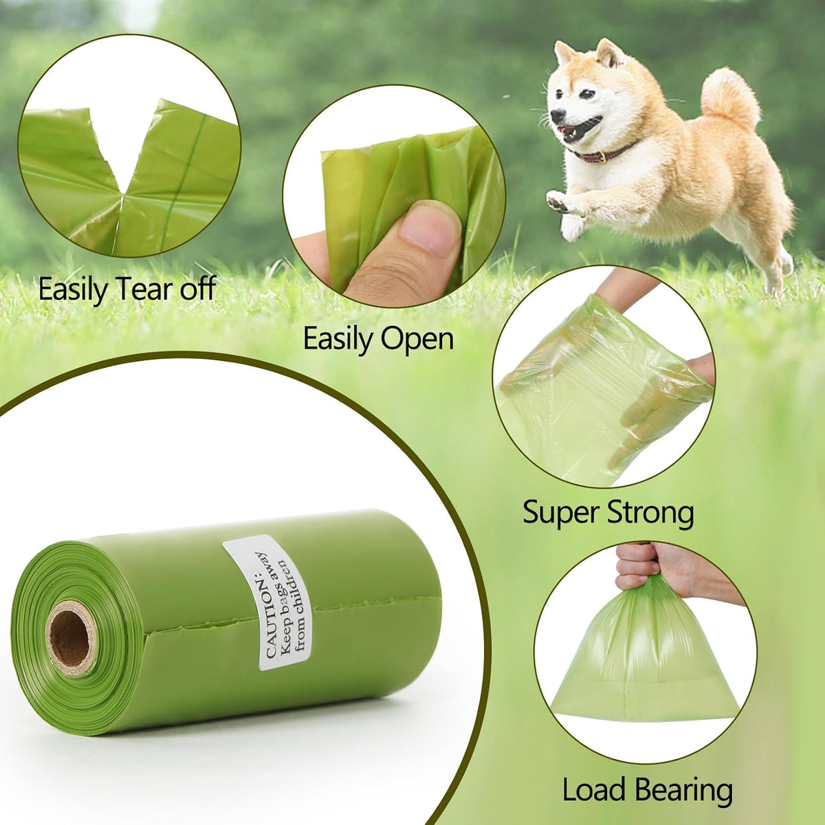 Lifegogo fifteen rolls dog waste bags packaging with French Bulldog illustration.