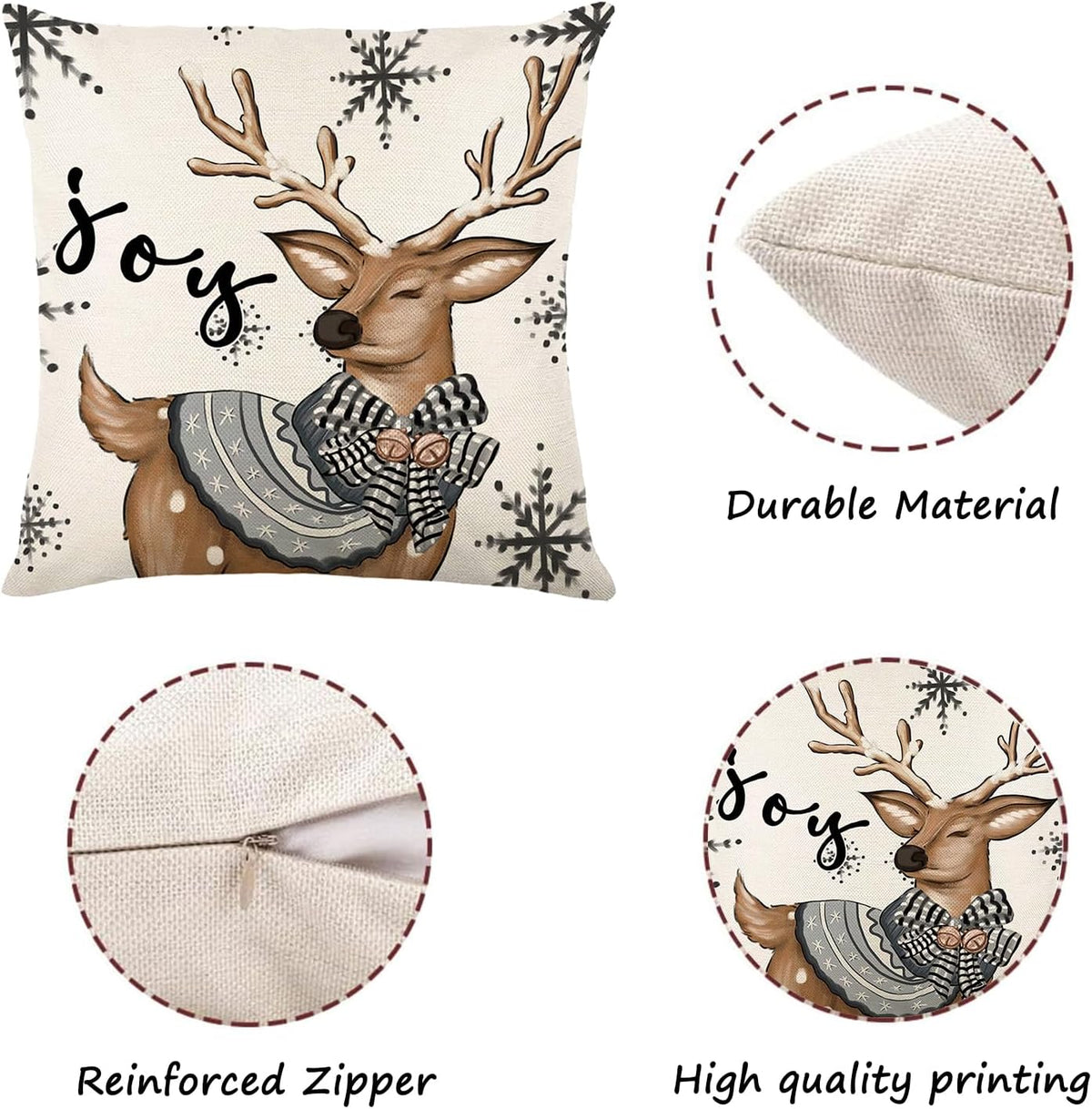ONFAON holiday cushion covers reindeer print detail