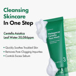 Close up of the green melting capsules inside the Tosowoong Centella Face Wash texture
