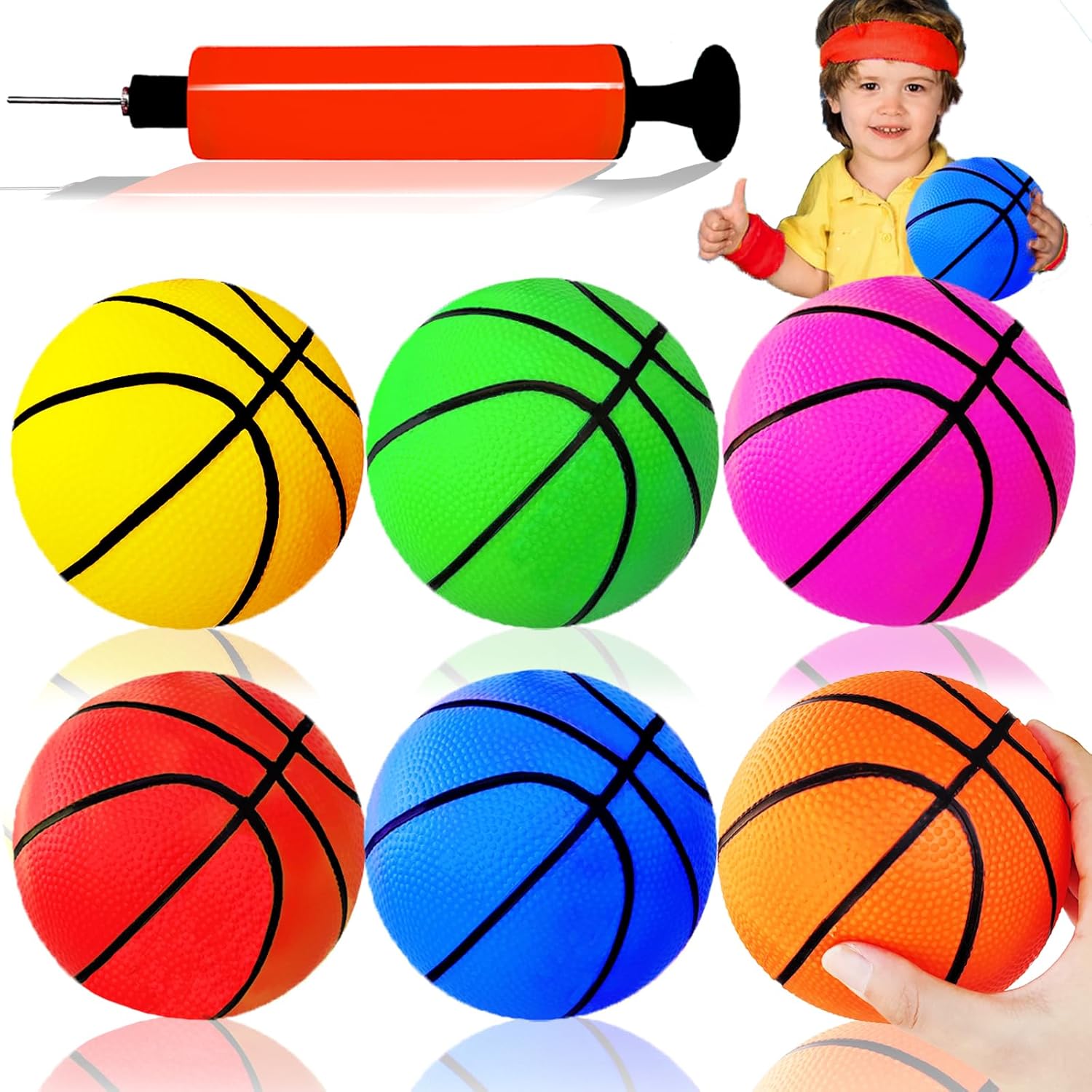 Dshengoo mini toy basketball set with pump front view