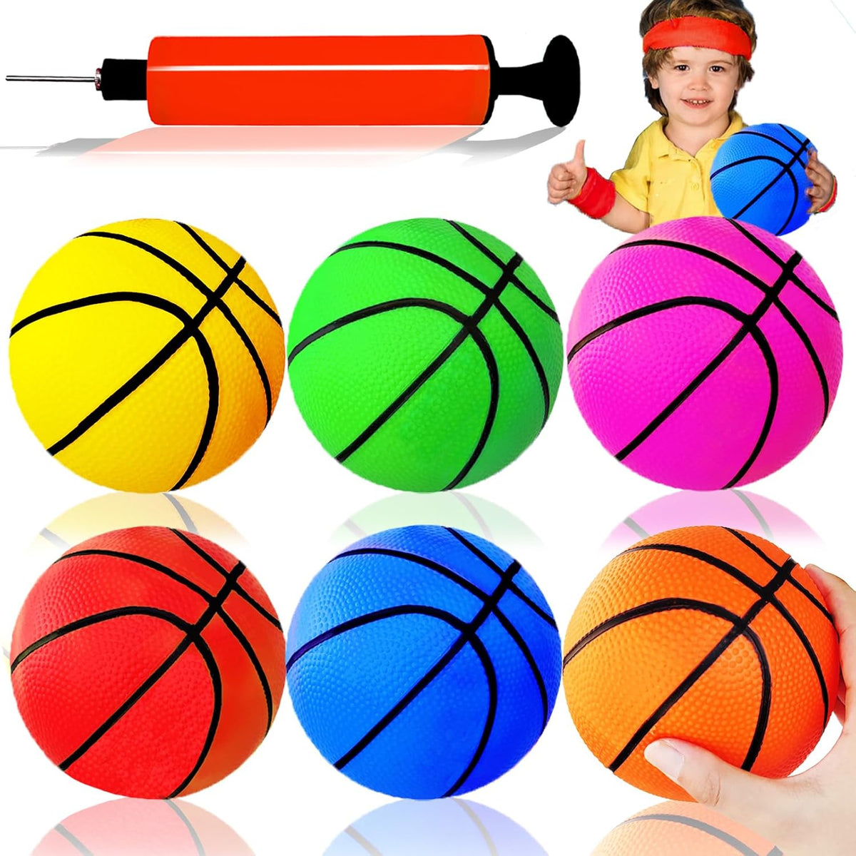 Dshengoo mini toy basketball set with pump front view