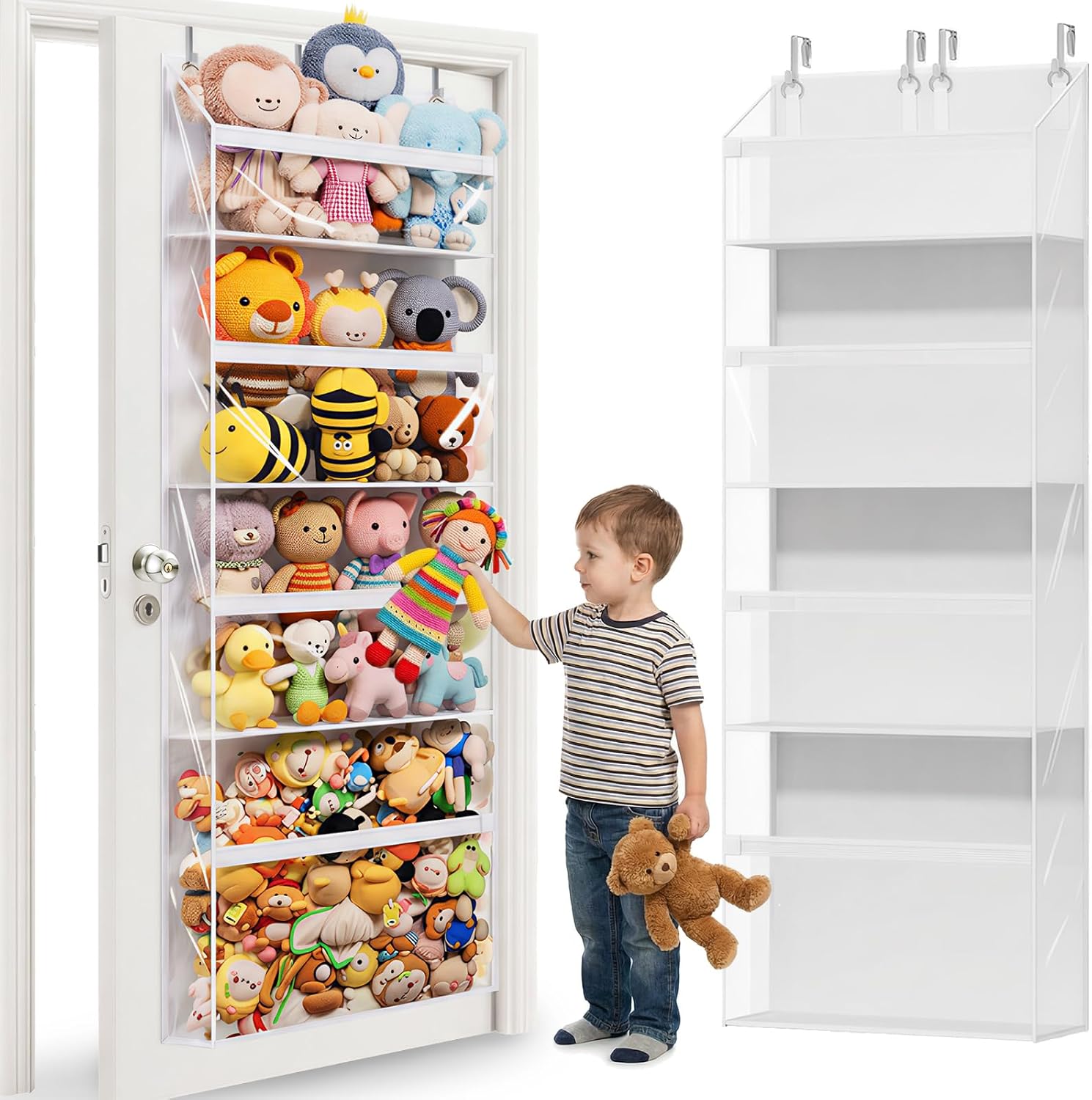 Uviahomi 4-tier over the door stuffed animal storage organizer front view