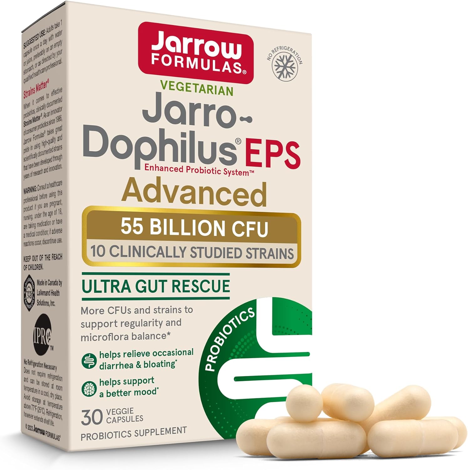 Jarrow Formulas Jarro-Dophilus EPS Advanced 55 Billion CFU front view packaging.