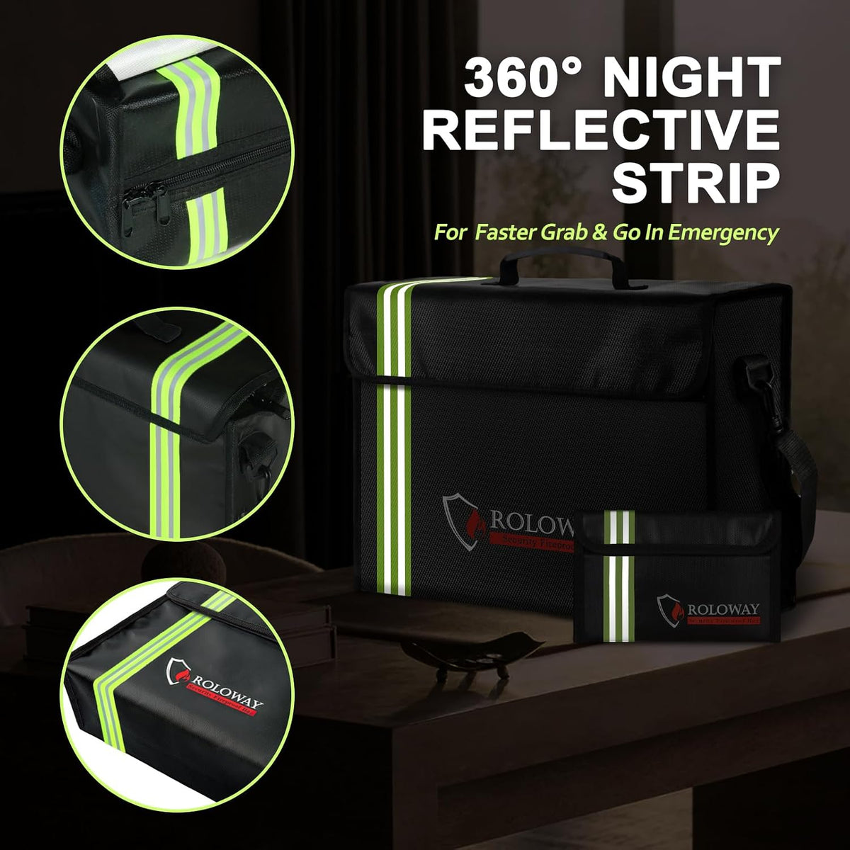 Roloway fire safe bag featuring lockable zipper and security closure