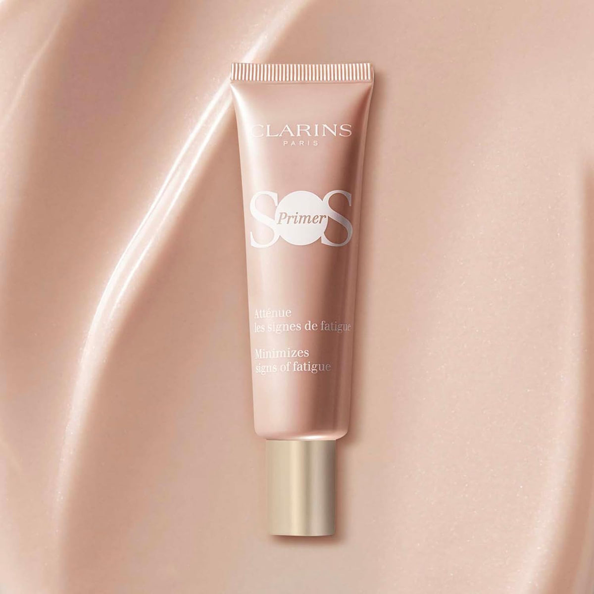 Clarins skincare primer close up on lettering