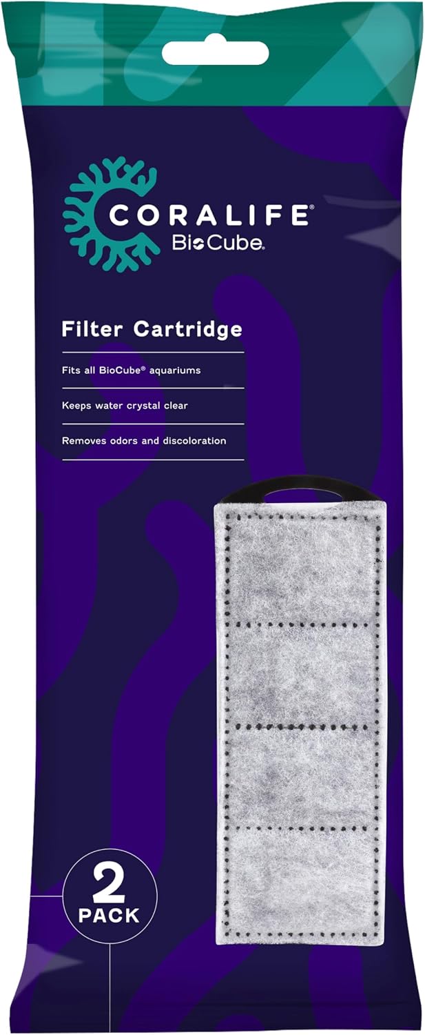 Coralife BioCube aquarium water filter cartridge pack of 2 front view for crystal clear tank water