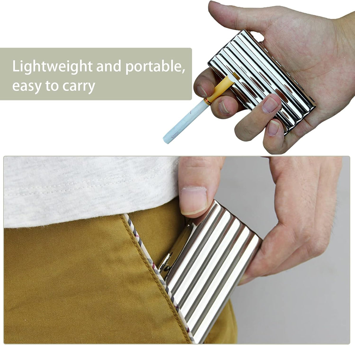 Stainless Steel Cigarette Box Case, Holds 10 Regular Size - Image 7