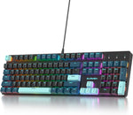 surmen Full Size Creamy Keyboard with Number Pad, 104 Keys RGB Wired Mechanical Gaming Keyboard Backlit with PBT Keycaps Linear Red Switch for Laptop Desktop PC Gamers104 Blue Samurai - Image 12
