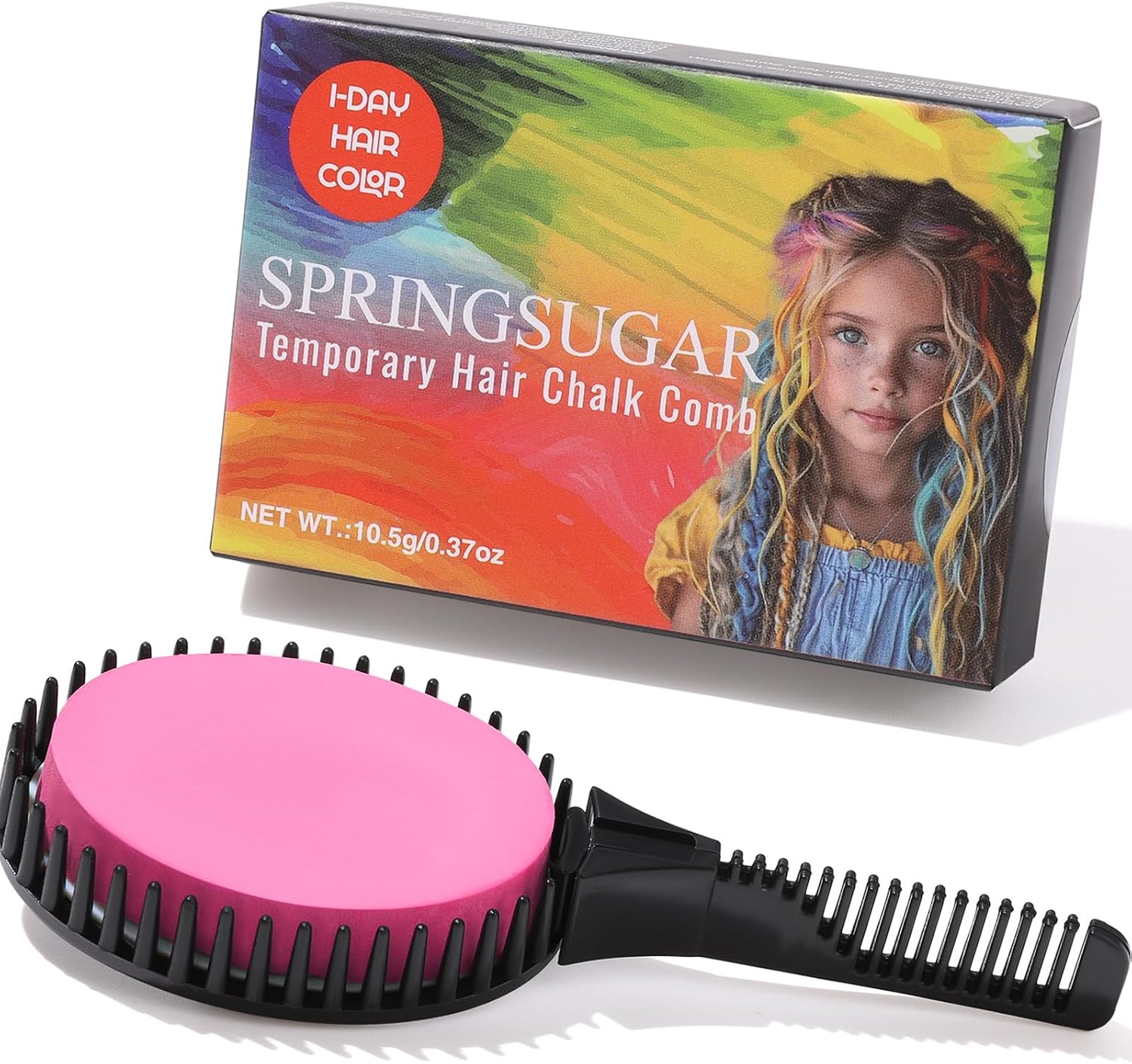 Pink Temporary Hair Chalk Comb, Washable Hair Color Dye for Girls Kids Adults Birthday Halloween Christmas Cosplay Festivals Hair DIY Party - Image 1