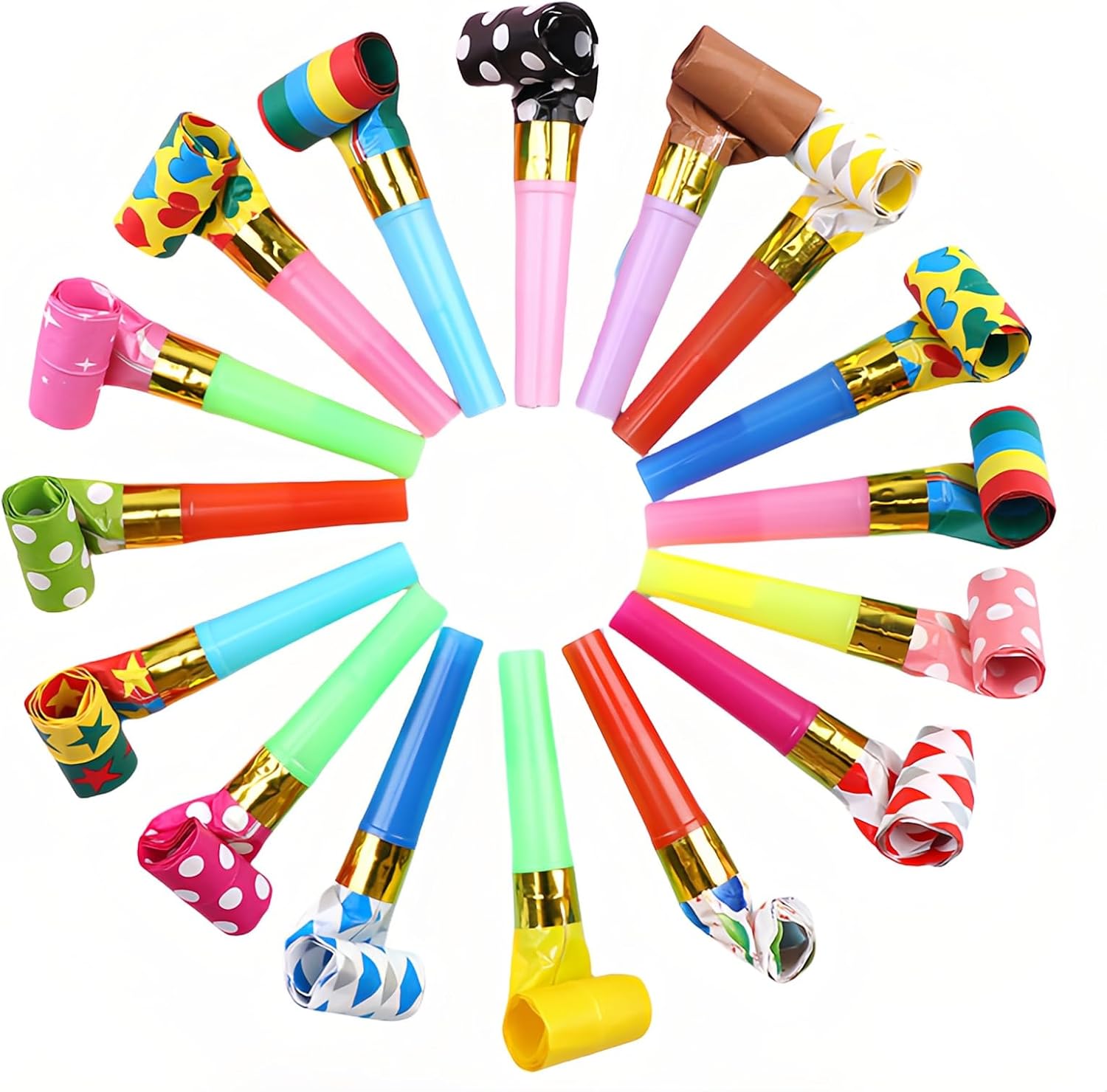 Chinshwehaw 30-pack colorful party blowouts front view