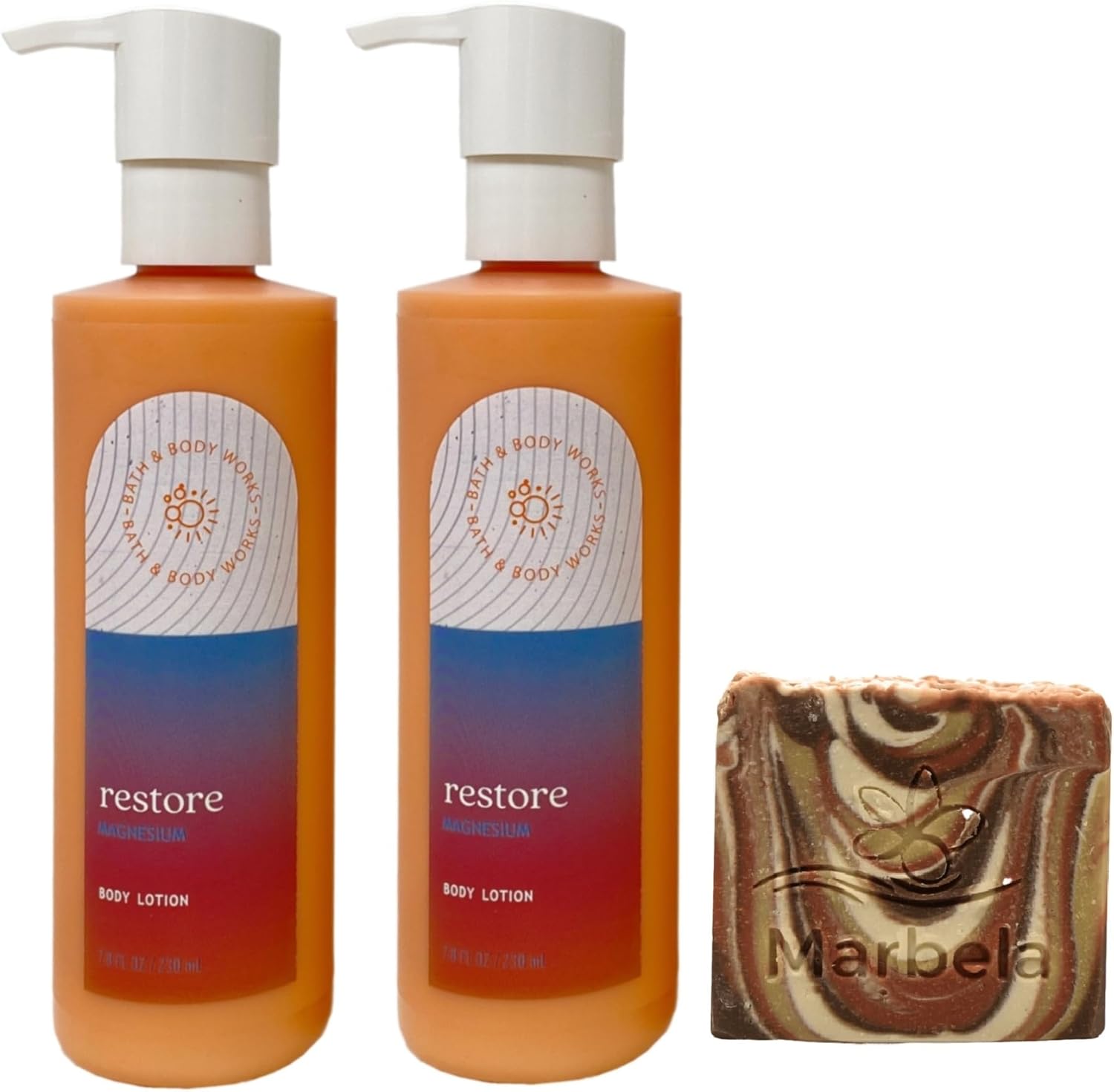 Bath and Body Works Restore with Magnesium body lotion set front view
