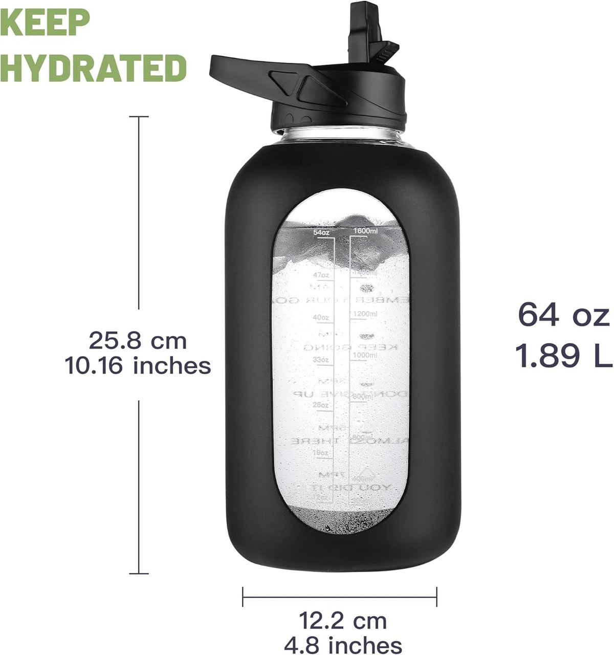 Civago wide mouth glass water bottle twist spout cap