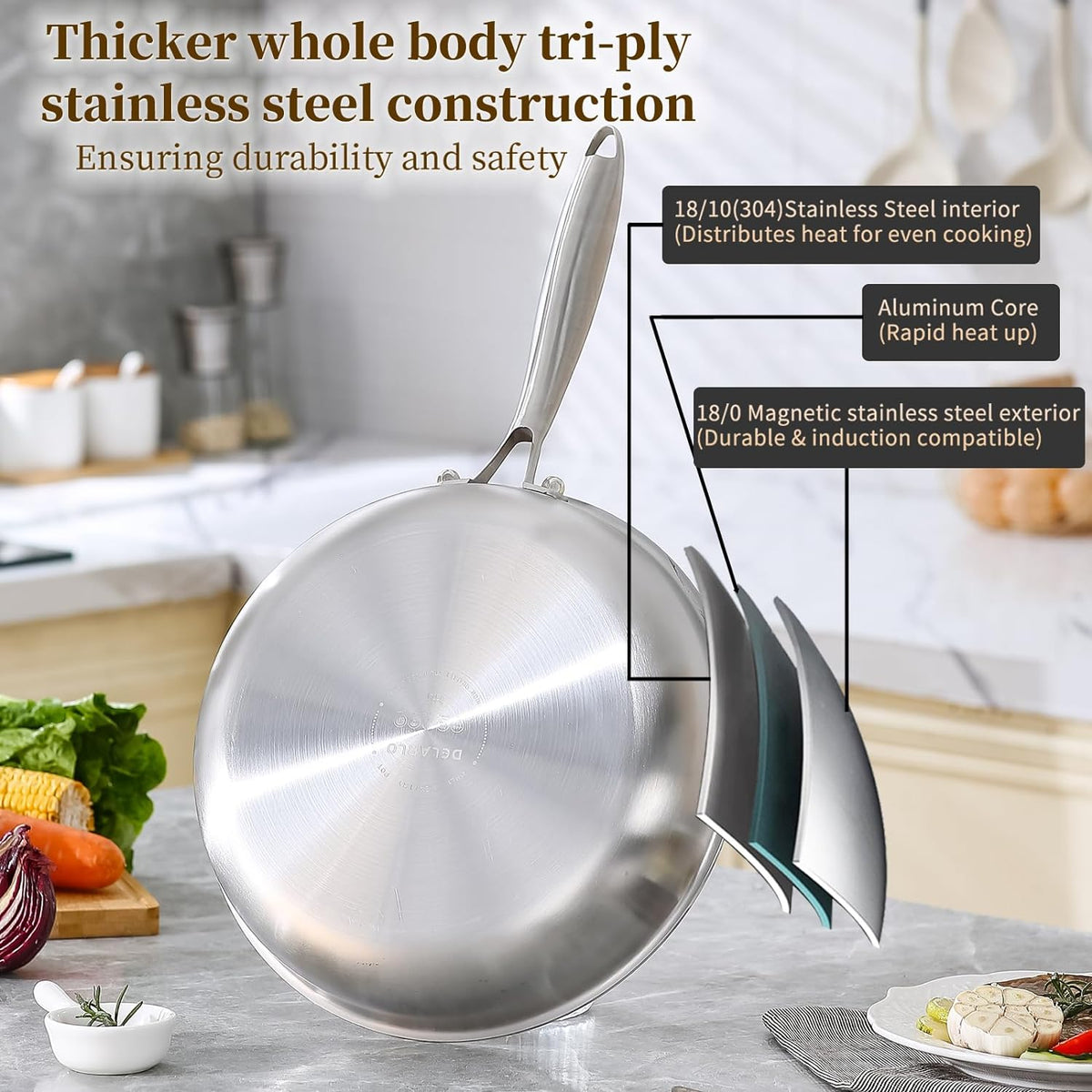DELARLO 12.5 inch skillet interior surface