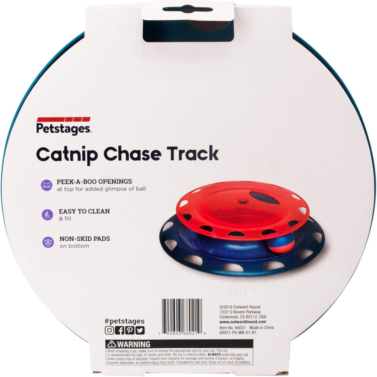 Catstages cat toy showing peek-a-boo track openings