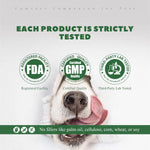 Vetriuntrix pet allergy soft chews displaying the skin and coat health support seal.