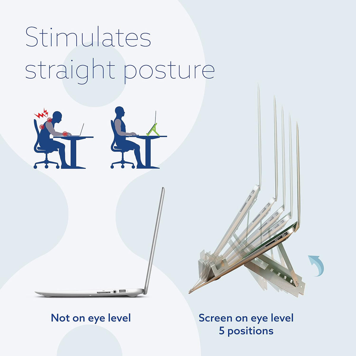 R-Go Tools foldable laptop stand side profile showing height settings
