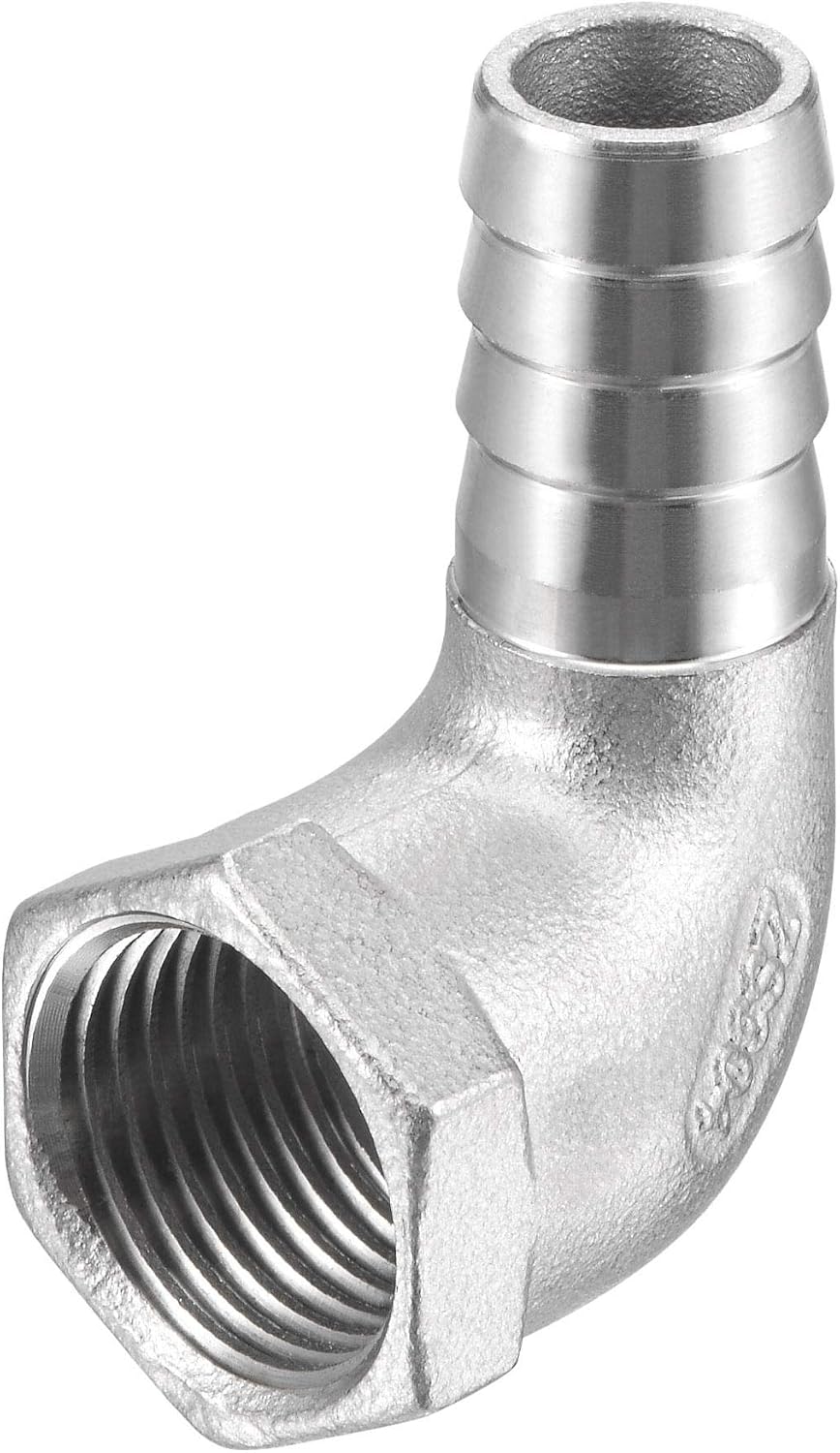 Uxcell hose barb fitting elbow front view connector