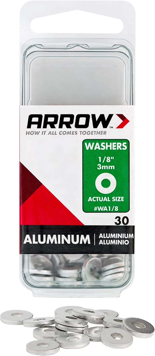 Arrow Fastener WA1/8 Aluminum Washers, 1/8-Inch, 30-Count - Image 1