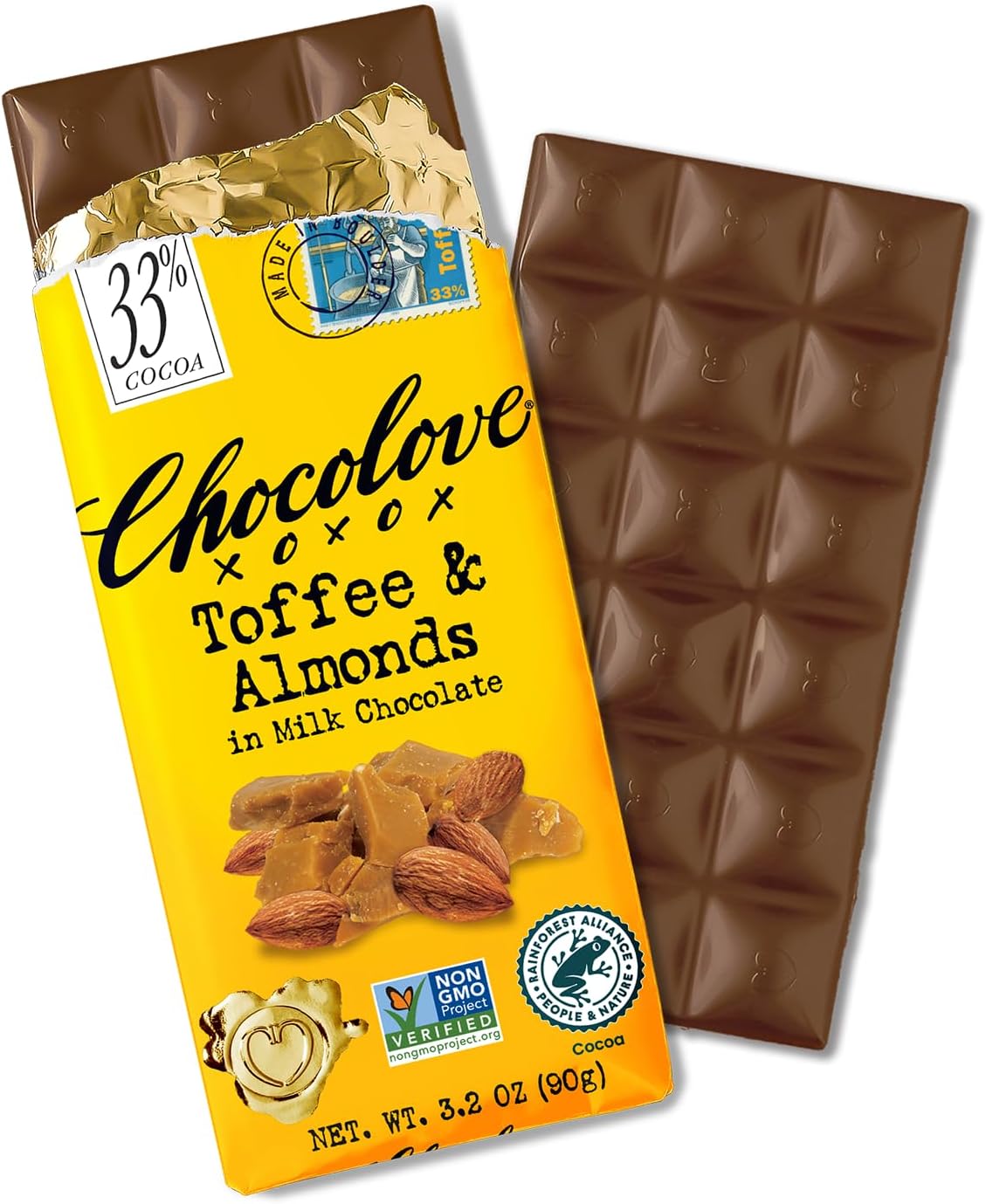 Chocolove imported milk chocolate bar back nutrition label