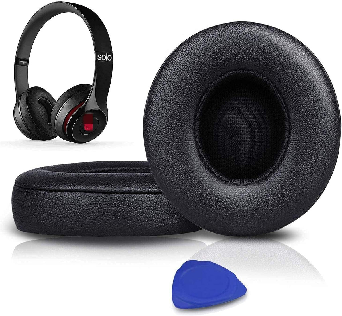 SoloWIT replacement earpads for Beats Solo 3 front view in black