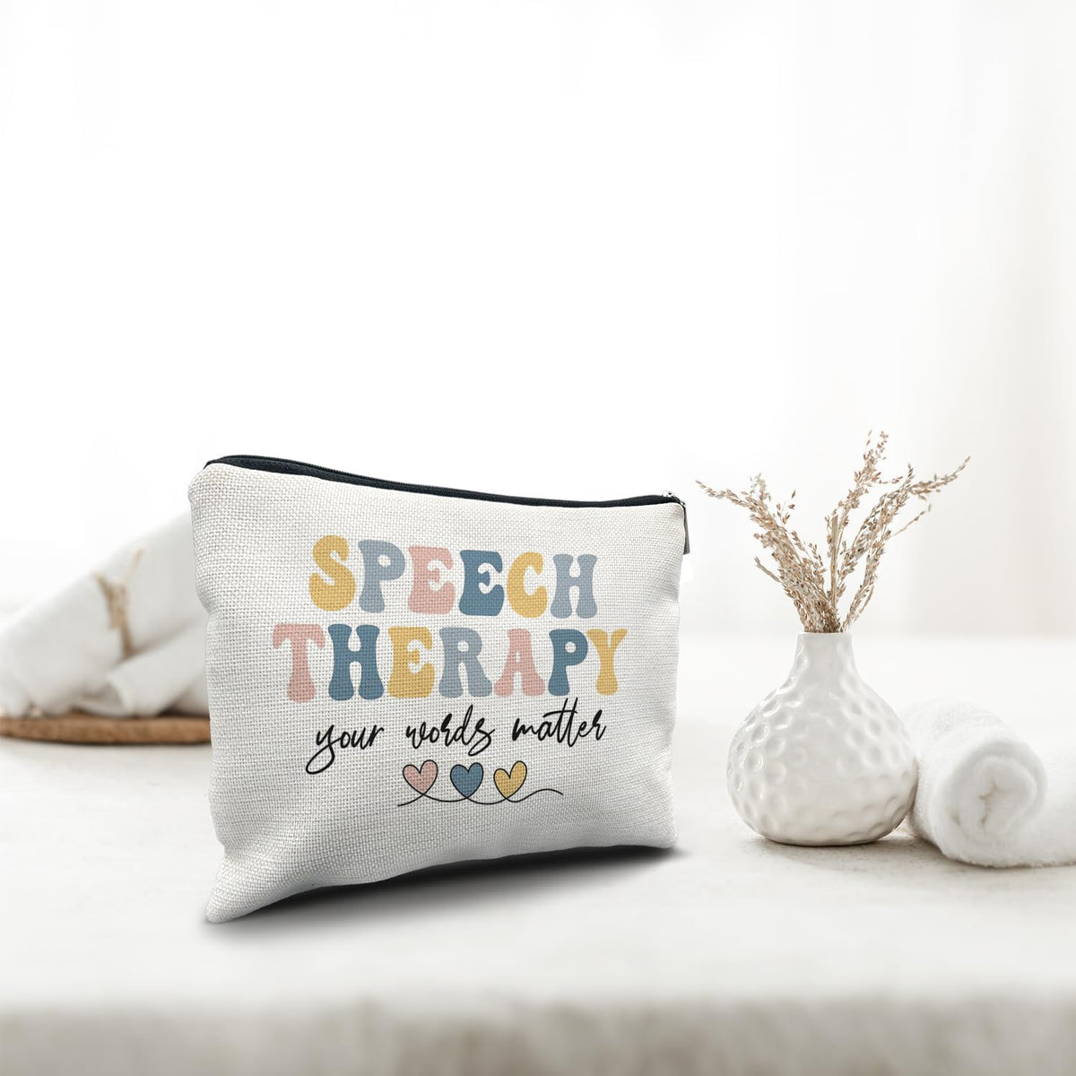 Nogrit 10x7.5 inches canvas makeup bag lifestyle display