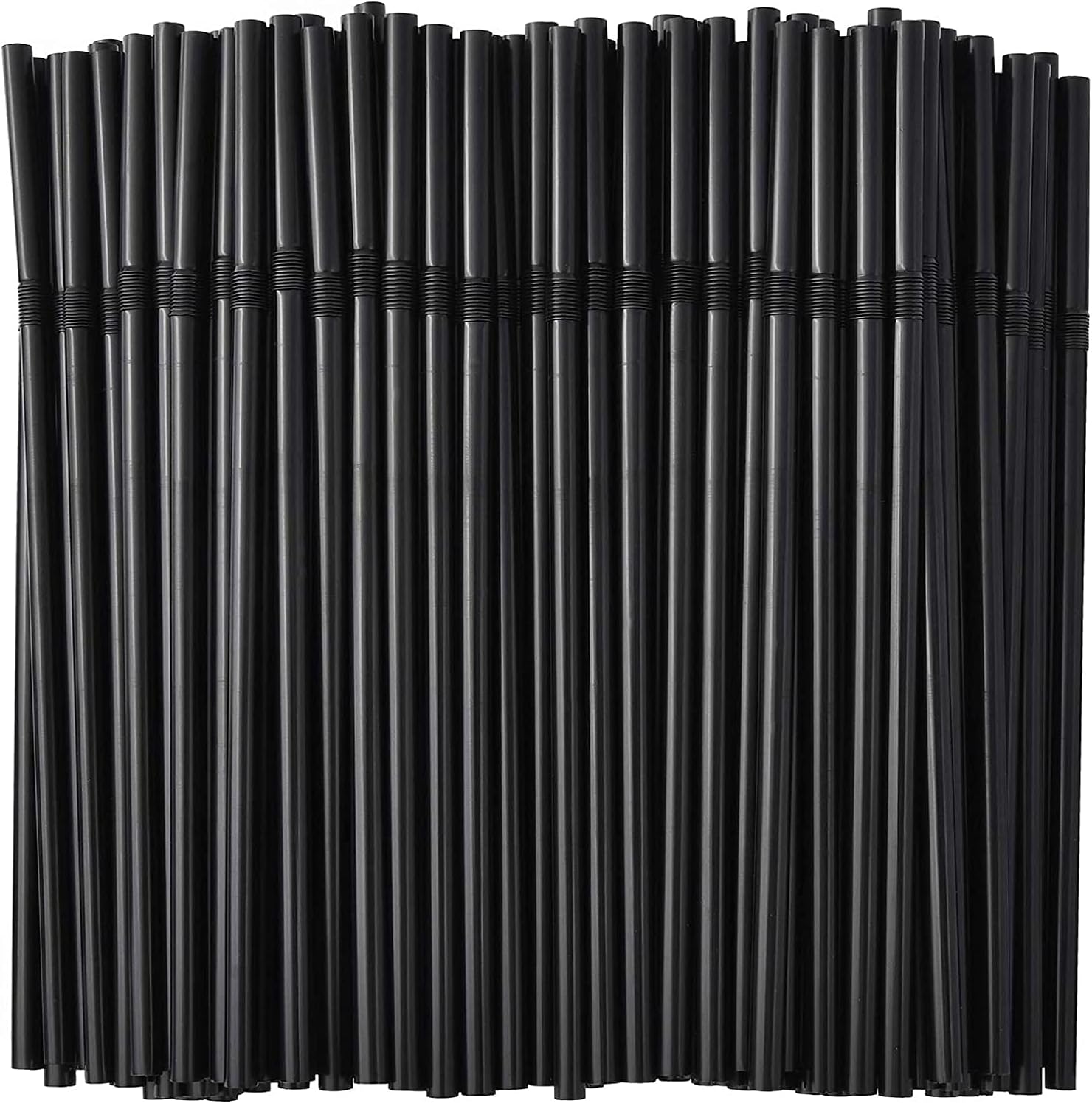 ALINK black flexible drinking straws front view showing bulk pack