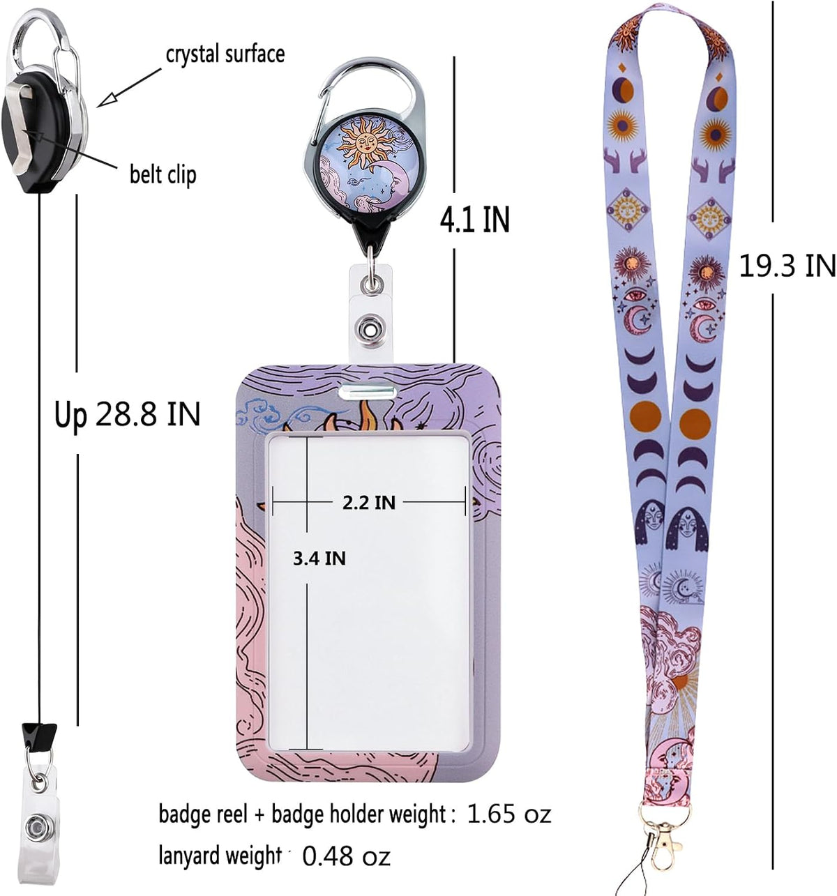 Juanooo badge holder set paired with keys and ID card
