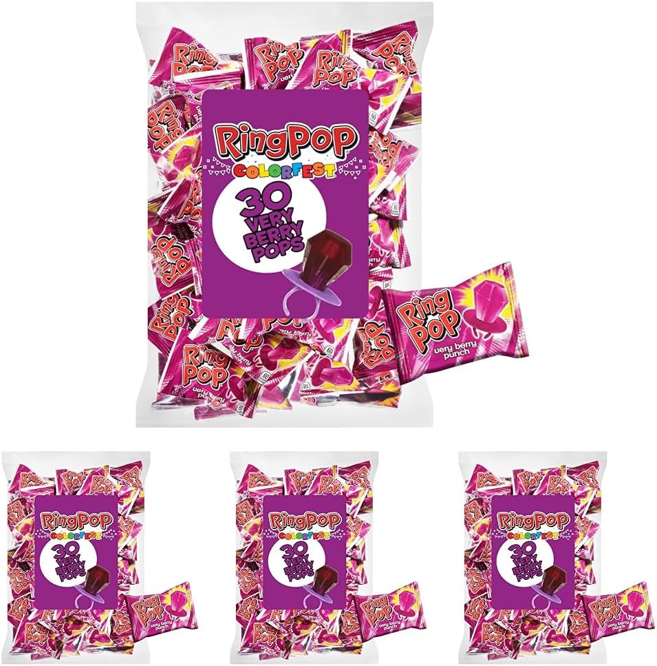 Ring Pop Individually Wrapped Blue Raspberry 30 Count Bulk Lollipop Pack - Blue Raspberry Flavored Lollipop Suckers for Kids - Fun Candy Bulk for Gender Reveal Parties, Bachelorettes, & Party Favors - Image 9
