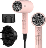 AINA hair dryer with diffuser front view in babe pink color