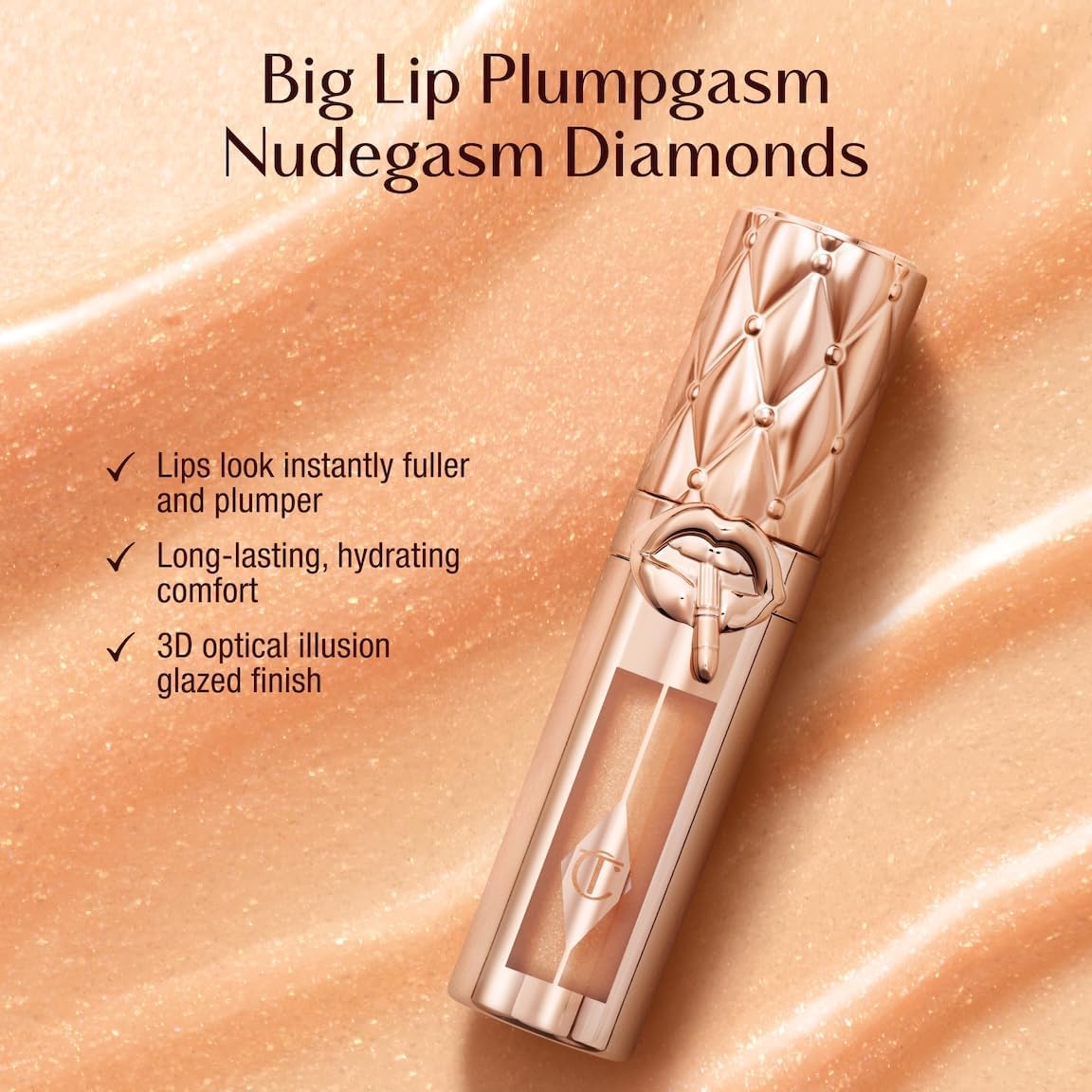 Charlotte Tilbury hydrating lip plumper gift set packaging close up.