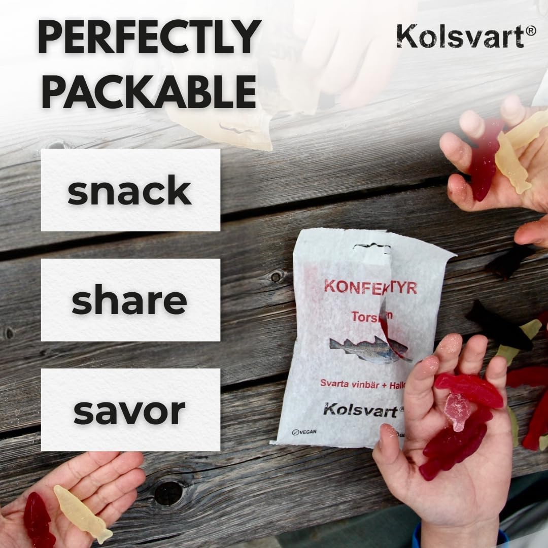 Kolsvart Classic Raspberry berry gummy candy bag in clear packaging.