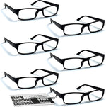 Boost Eyewear 6 pack black reading glasses front view