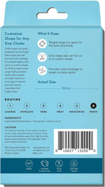 Comparison of standard size acne patch versus the Rael extra large 50mm body patch