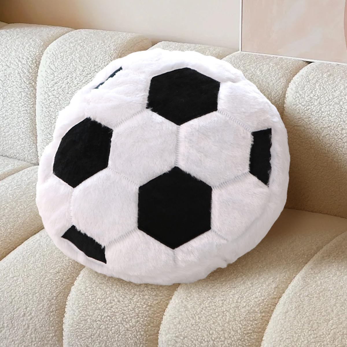 Kucco-Pillow plush soccer ball pillow front view decorative cushion