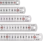 Harfington metal straight ruler set front view displaying all five stainless steel rulers