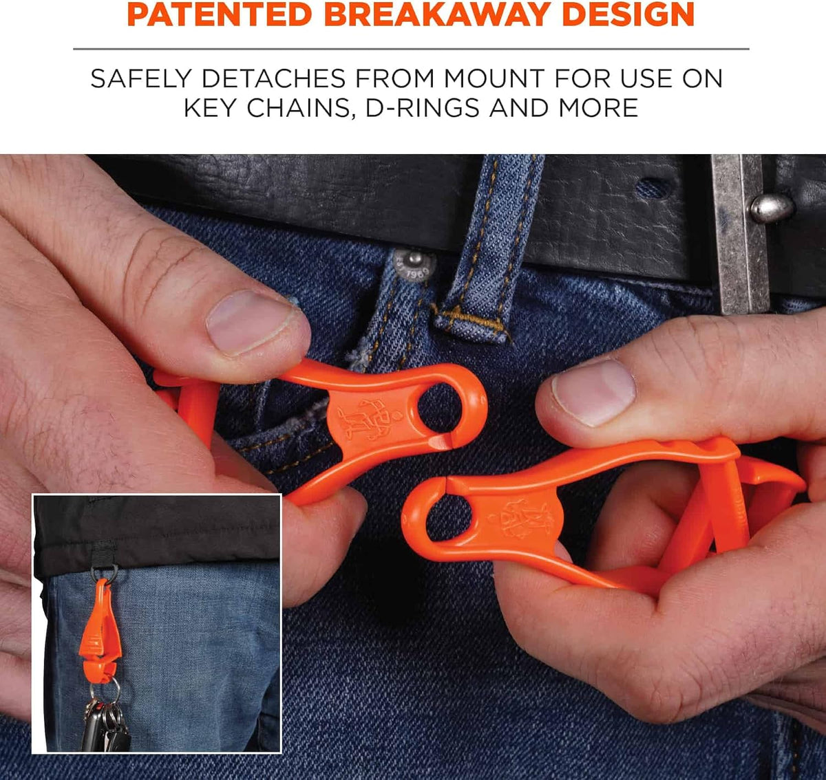 Ergodyne 3400 glove clip showing breakaway mechanism