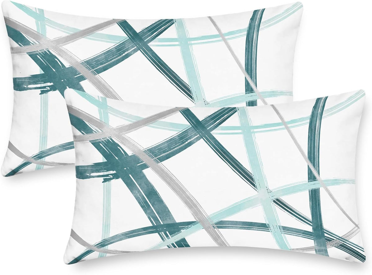 CaliTime Decorative Couch Throw Pillow Covers, 16 X 16 Inches, Teal | Pack of 2, Cozy Fleece Arc-shaped Abstract Geometric Lines Cushion Covers for Sofa Bed Living Room Farmhouse Home - Image 15