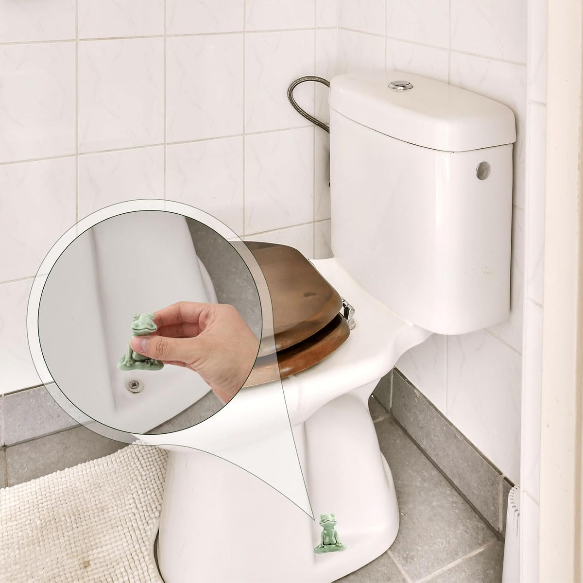 PEUTIER cute frog toilet bowl bolt covers installed on floor