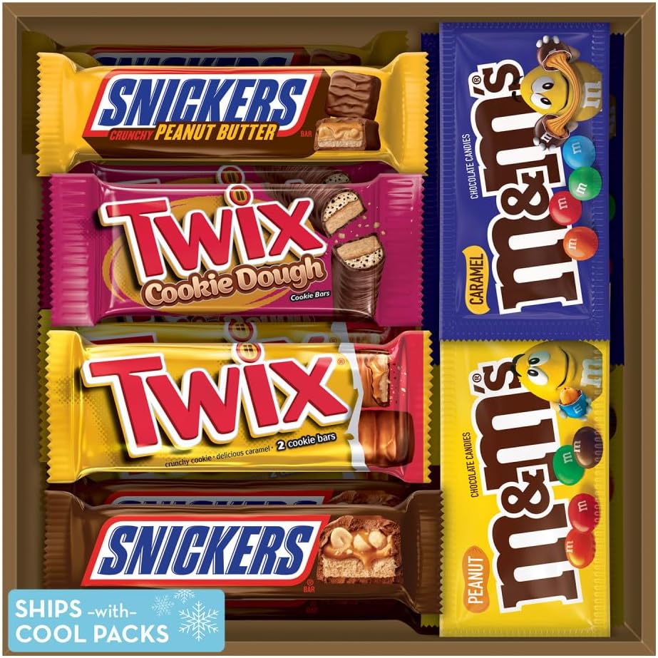 Mars full size chocolate candy assortment box being presented as a party snack option.