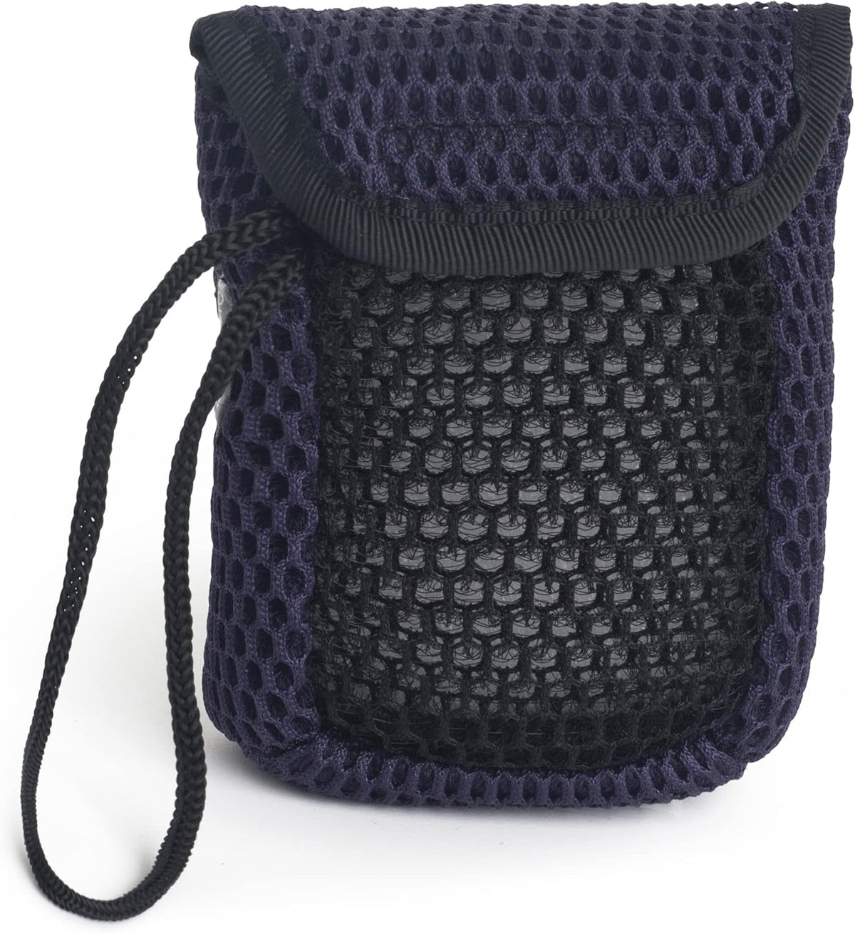 MainBasics blue soap pouch dual sided mesh texture