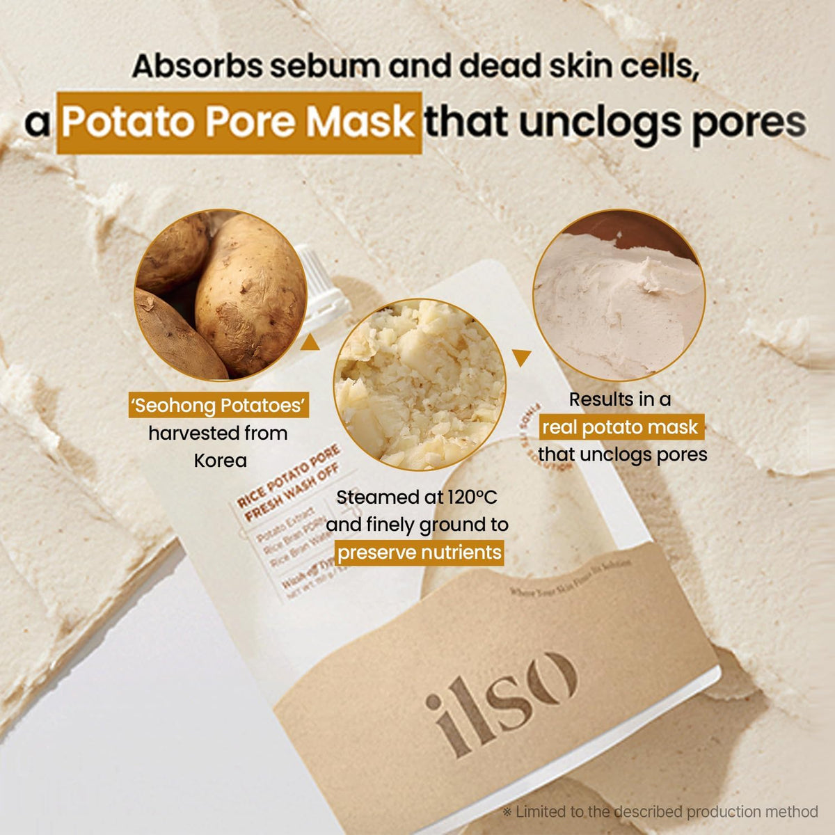 Ilso blackhead clearing clay mask texture close up on skin
