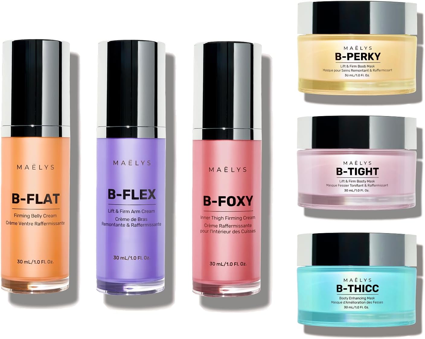 MALYS MINI ICONS Full Body Travel Kit - Body Firming & Smoothing Creams and Masks for Booty, Thighs, Arms, Belly & Chest -6 Mini Treatments (3.5 Fl Oz) - Image 1