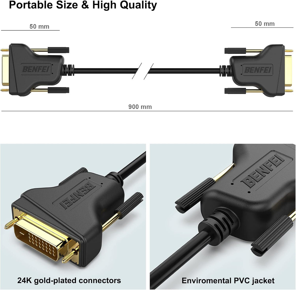 Benfei DVI-D 24+1 male connector pin layout detail
