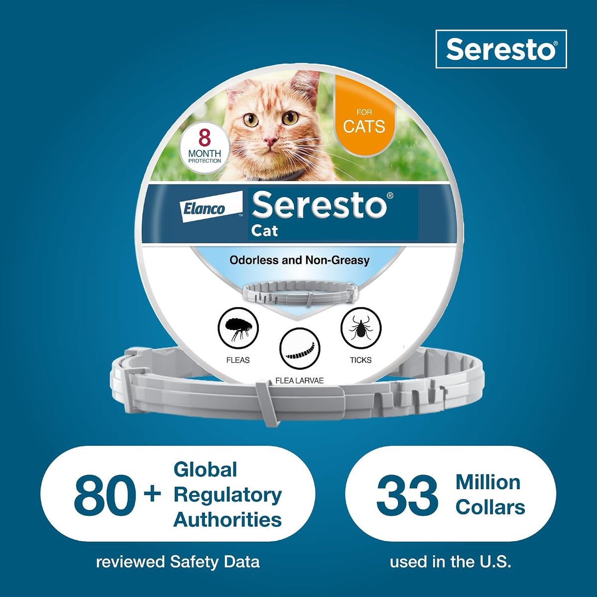 Instructions label on Seresto pet protection collar box