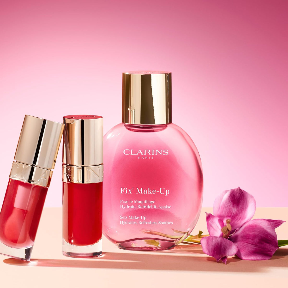 Clarins Fix Make-Up Setting Spray displayed with outer box packaging