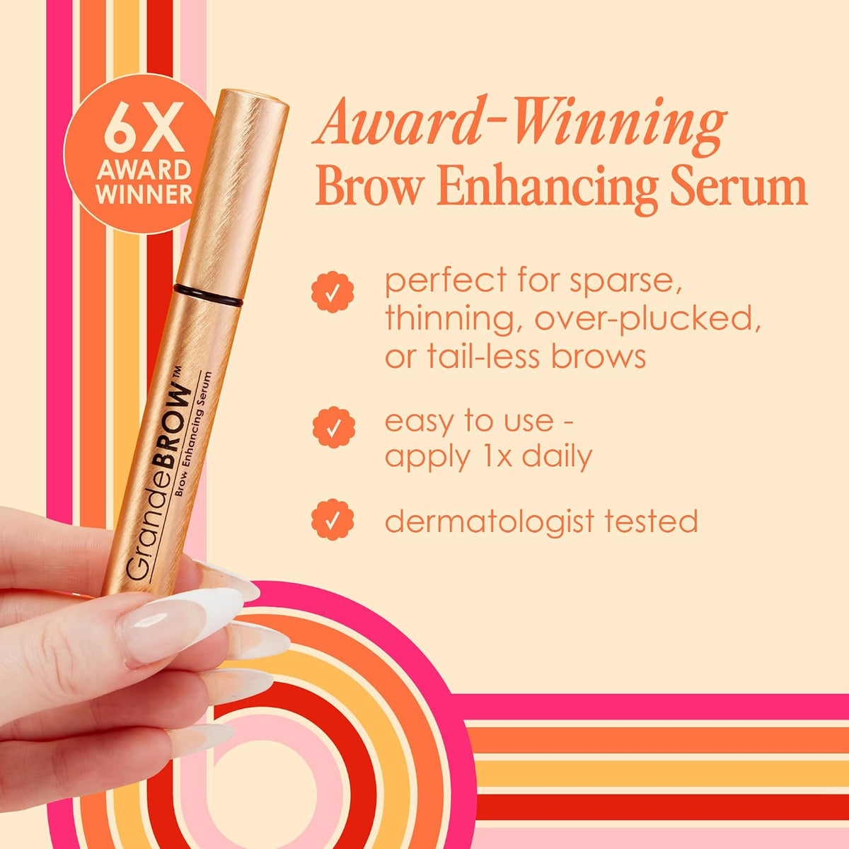 Close-up of Grande Cosmetics brow enhancing serum applicator brush