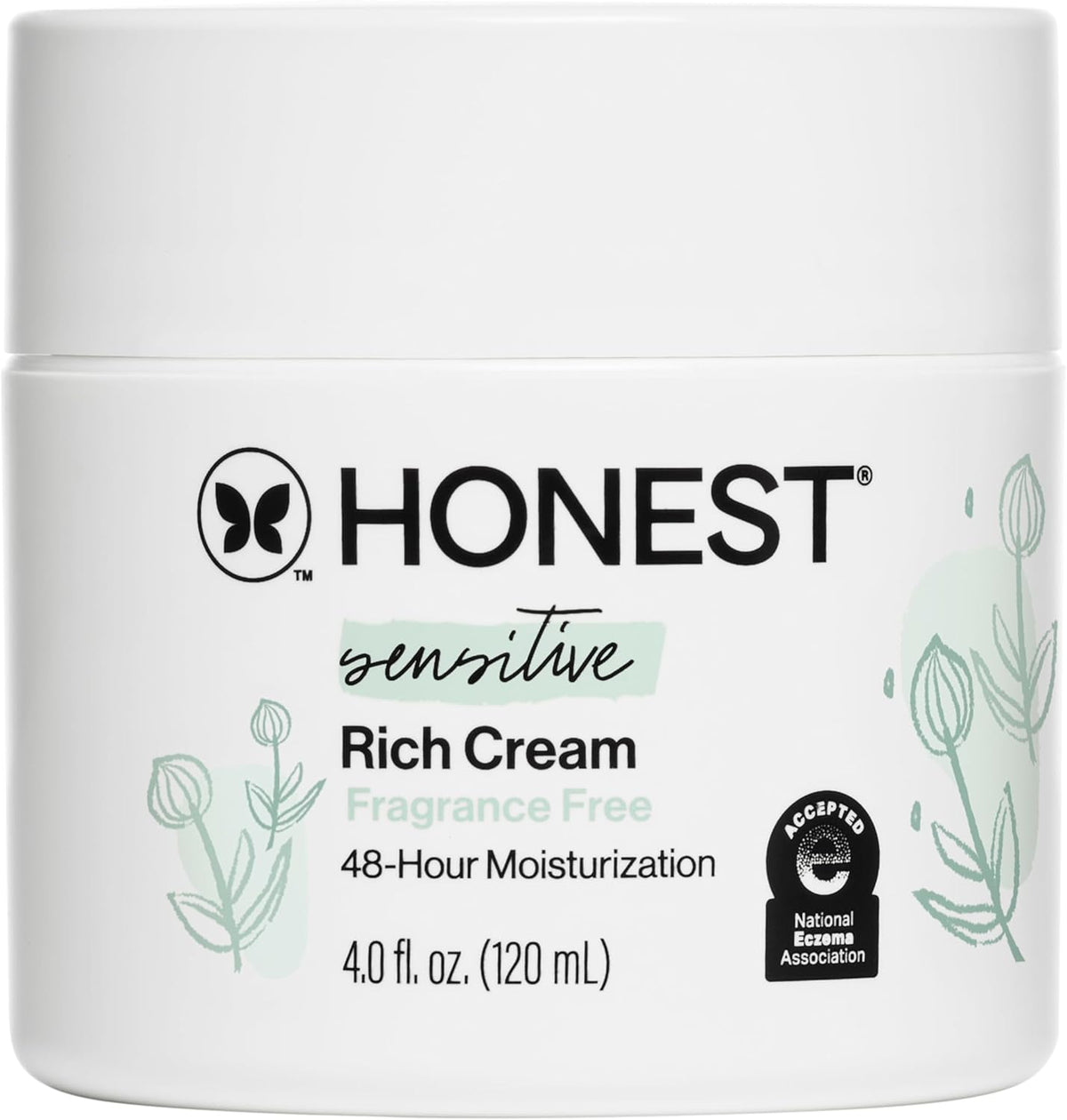 The Honest Company Sensitive Skin Rich Cream with Shea Butter in a 191.0g white tub